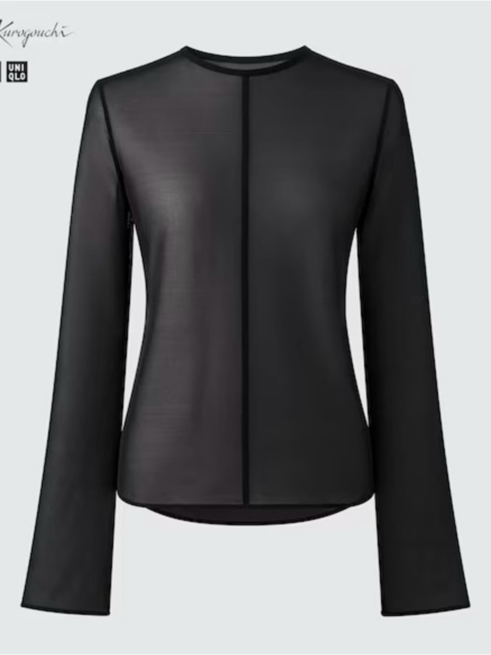 Uniqlo x Mame Kurogouchi long sleeve black mesh top Medium